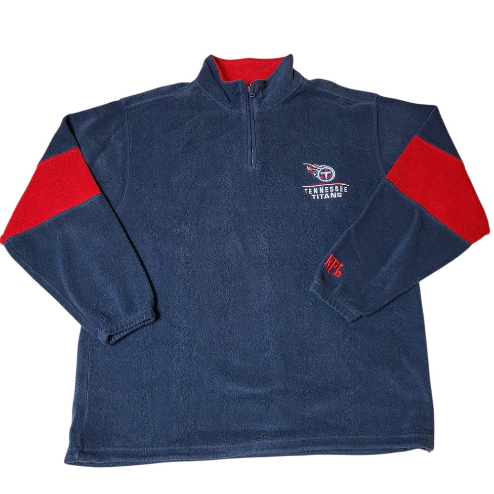 VTG Tennessee Titans Sweatshirt Men XL Blue Embroidered 1/4 Zip Fleece Y2K